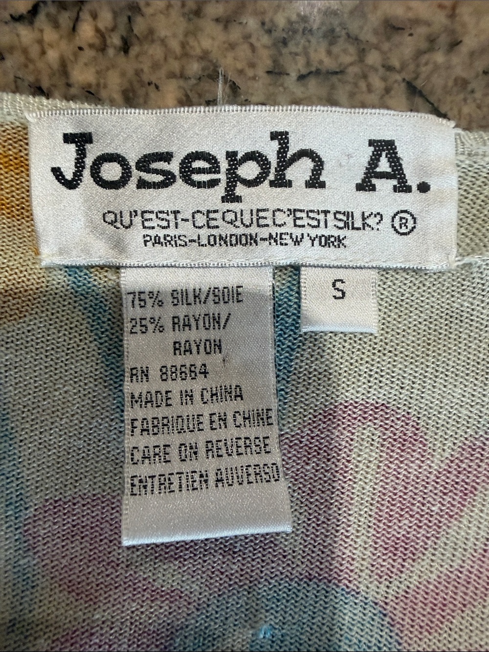 Joseph Floral V-Neck Top in White with Pink, Orange, Blue and Green Flowers - Picture 4 of 6